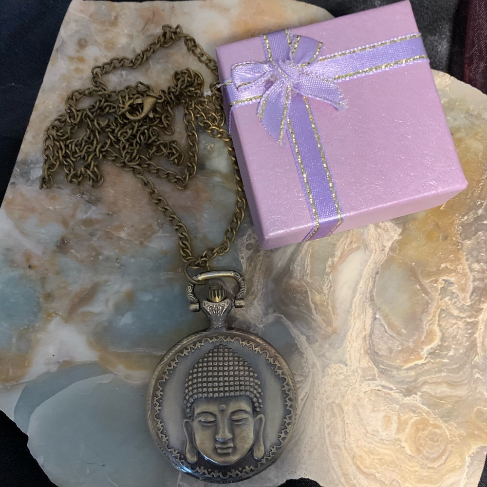 NIB Buddha Locket Pocket Watch Necklace